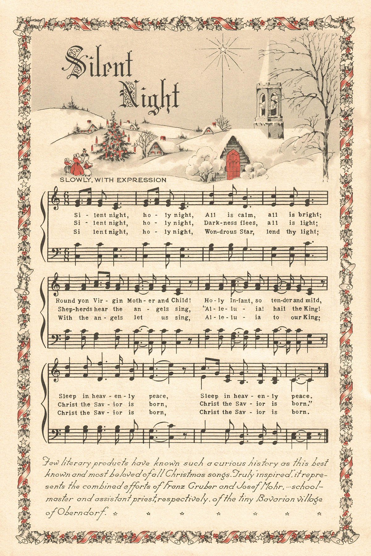 free printable vintage color illustration christmas carols • rose